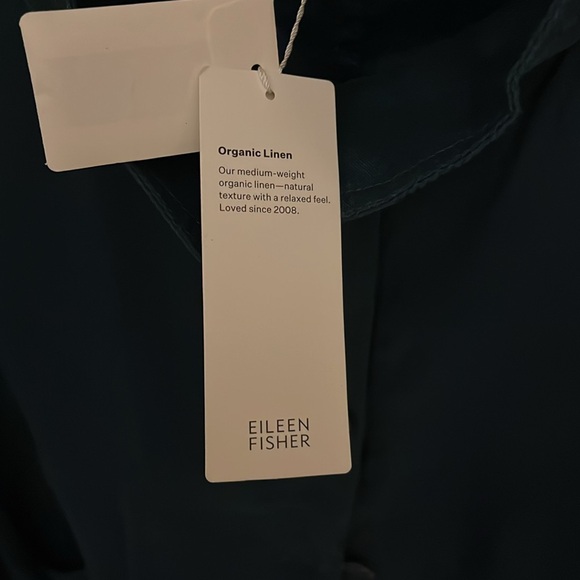 New with tags. Eileen Fisher Linen top, dark blue-green Size Smalll - Picture 3 of 6